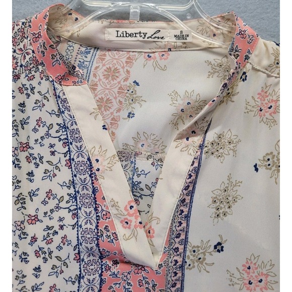 Liberty Love Size S Womens Floral‎ V-Neck Adjustable Sleeve Bohemian Blouse - Picture 2 of 8